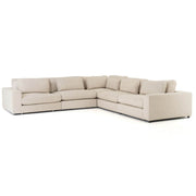 Bloor Contemporary Beige 5 Piece Corner Sectional Sofas 131"