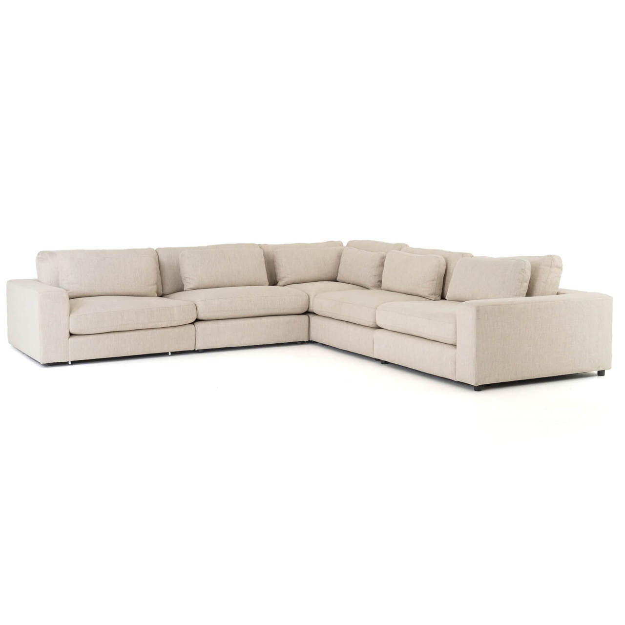 Bloor Contemporary Beige 5 Piece Corner Sectional Sofas 131"