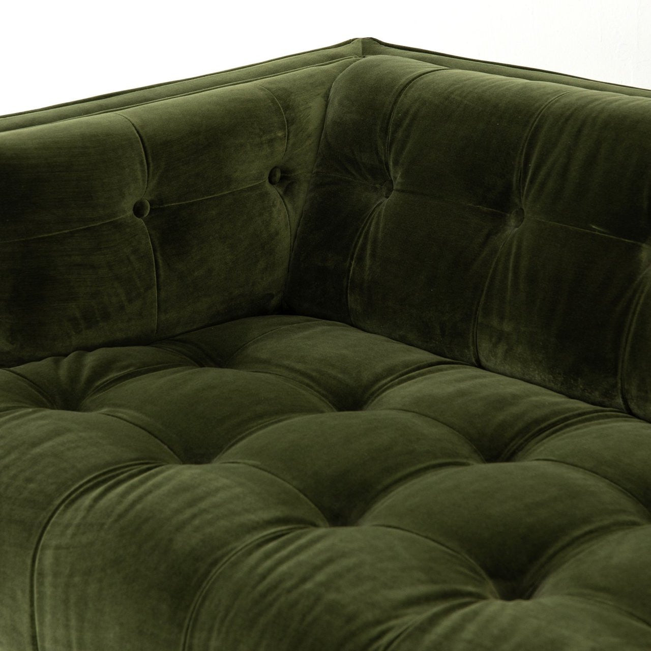 Dylan Mid-Century Modern green velvet sectional couch