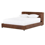 Aidan Low Profile Vintage Leather King Platform Bed Frame