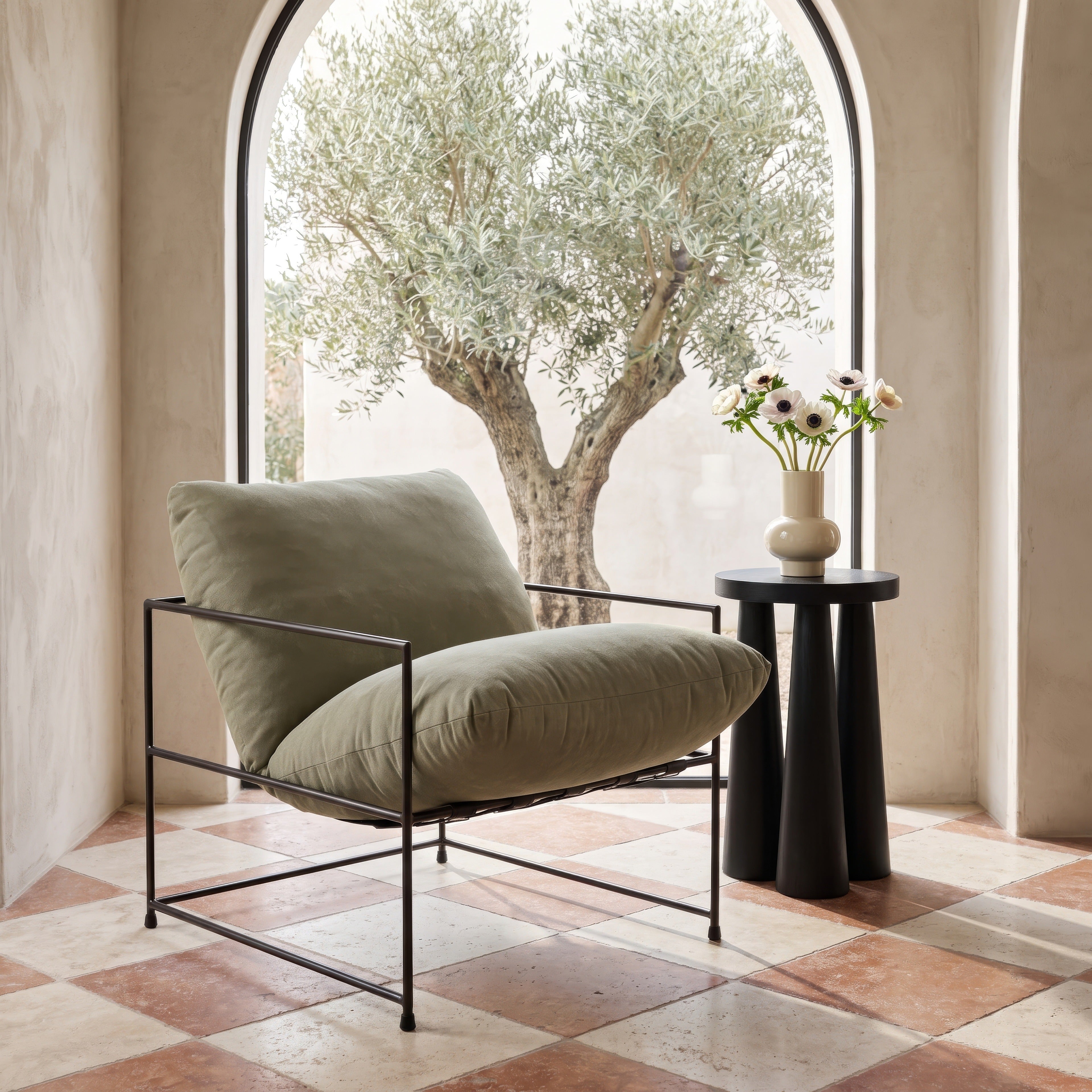 Trent Accent Chair Washed Forest by Urbia - styled room view