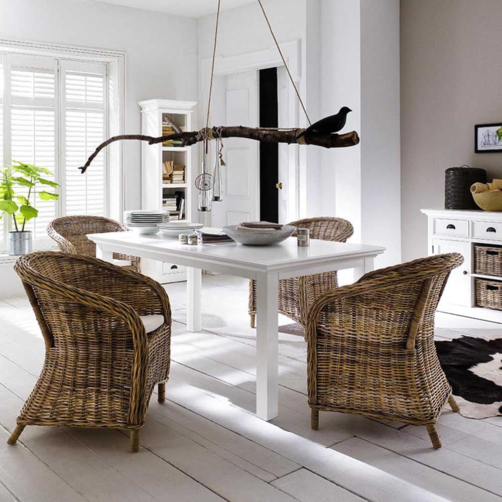 Coastal Wicker Dining Armchair with Cushion