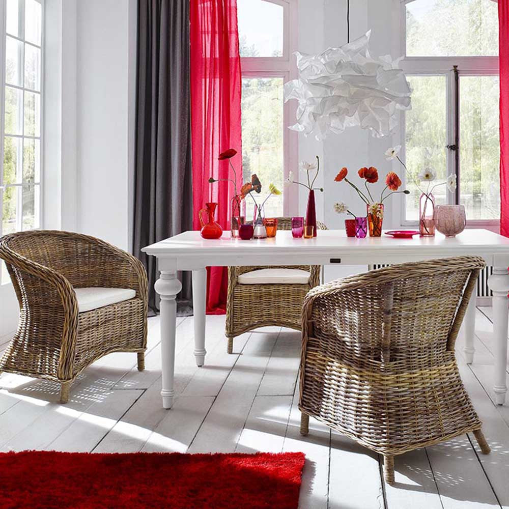 Coastal Wicker Dining Armchair with Cushion