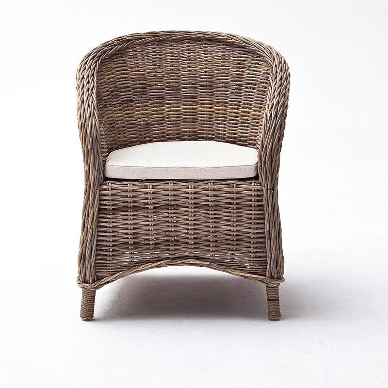 Coastal Wicker Dining Armchair with Cushion