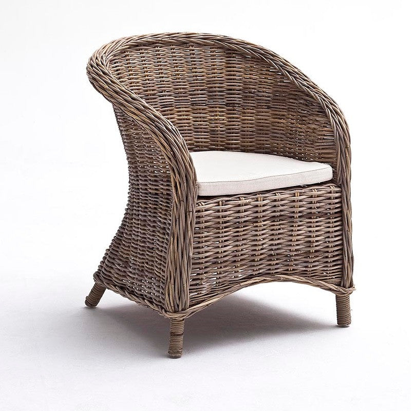 Coastal Wicker Dining Armchair with Cushion