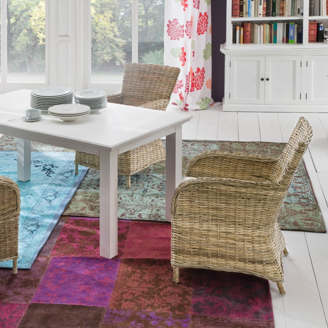 Rene Coastal Wicker Dining Armchair with Cushion