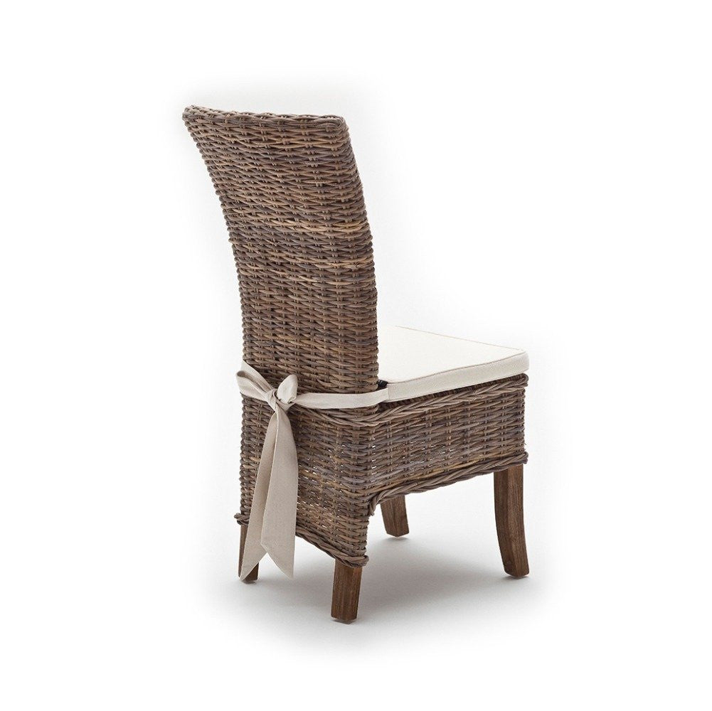 Shore Coastal Wicker Dining Chair with Cushion