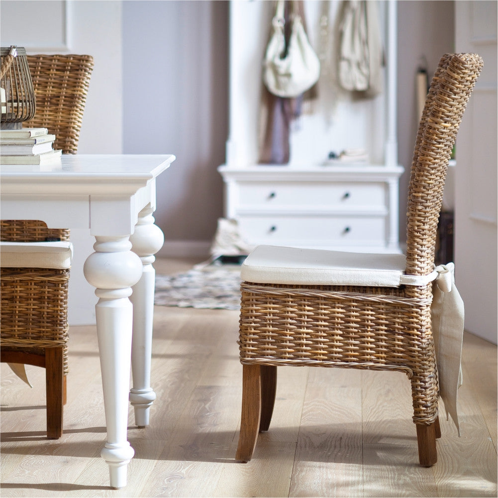 Shore Coastal Wicker Dining Chair with Cushion