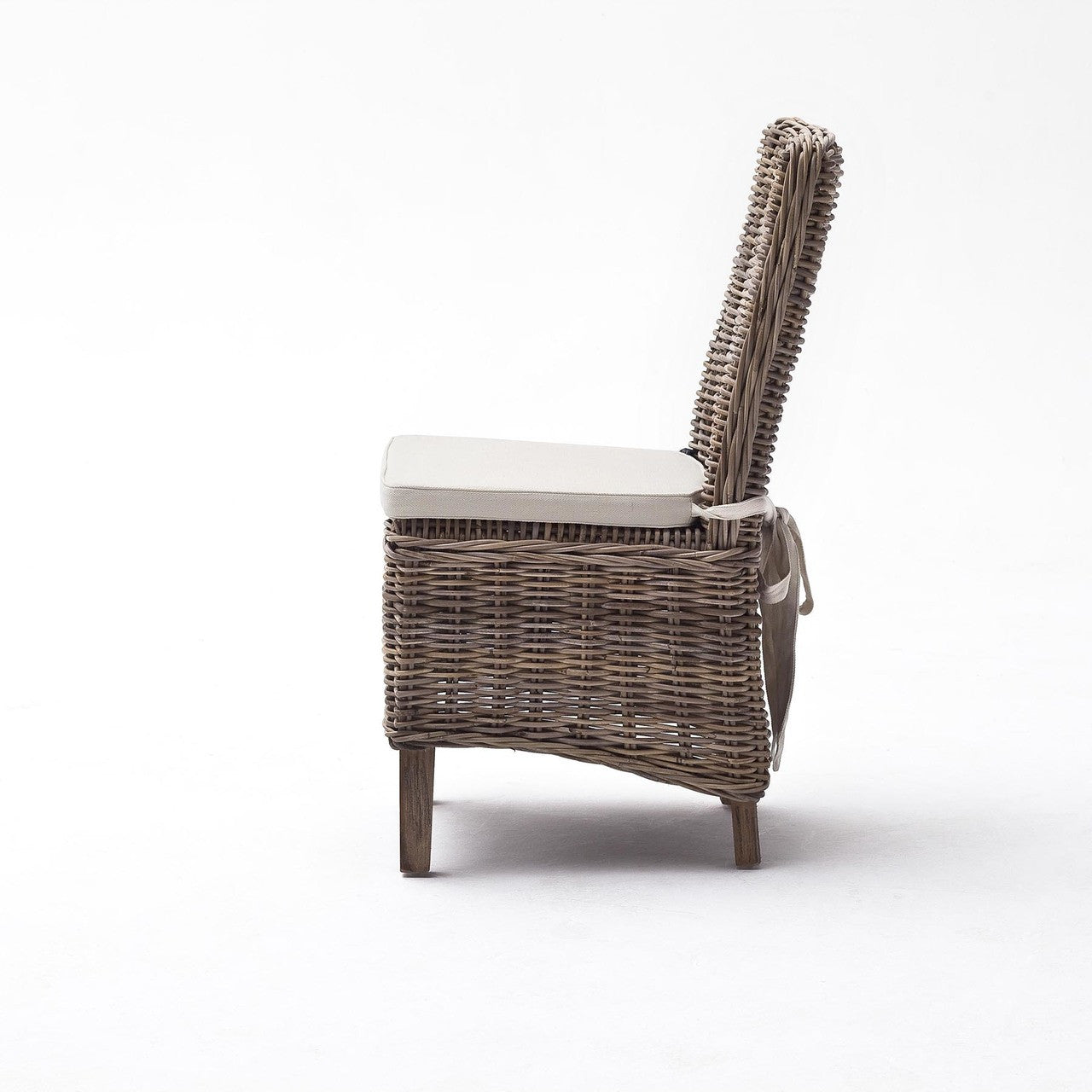 Mai Coastal Wicker Dining Side Chair with Cushion