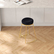 Jane 26" Luxury Black Upholstered Stool