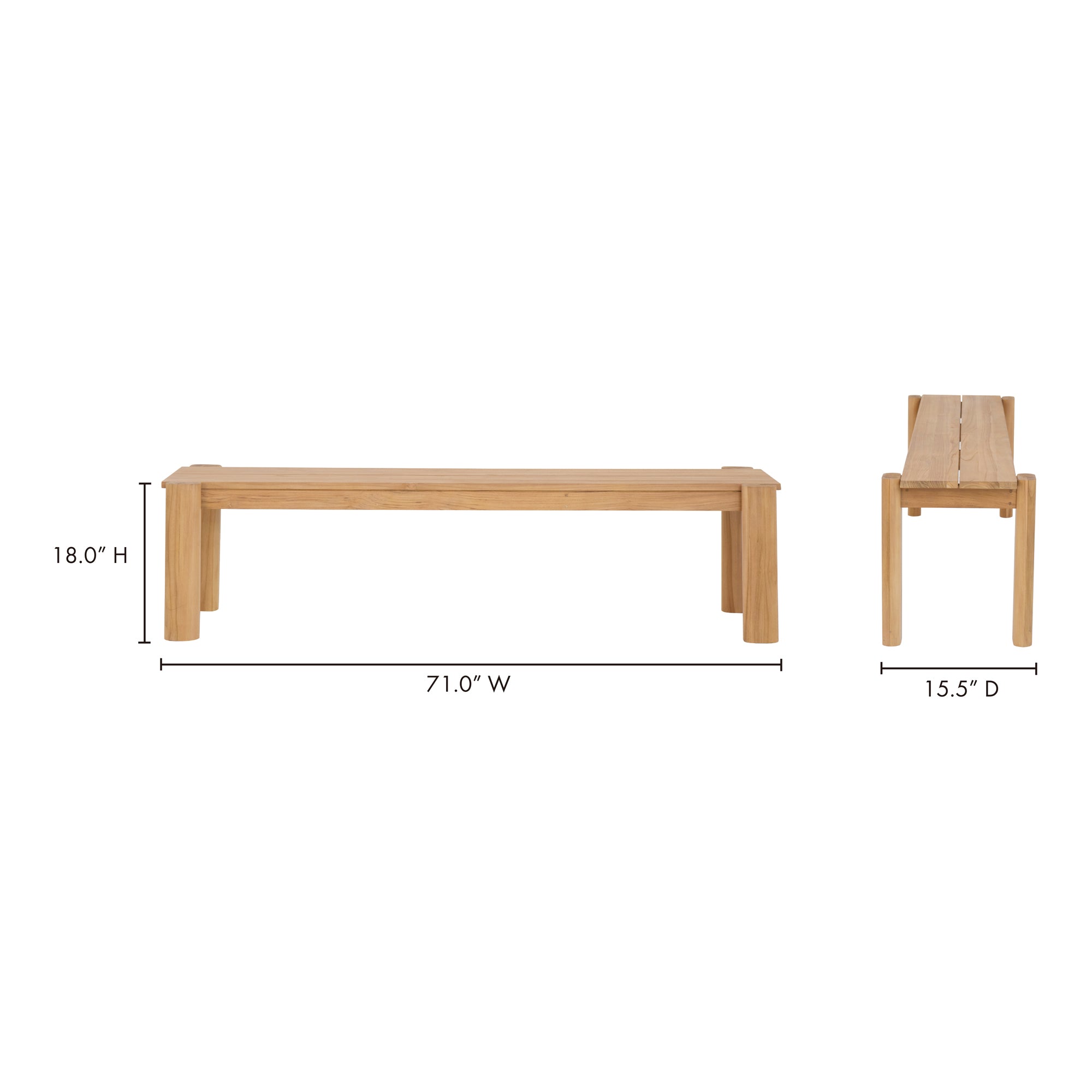 Tempo Outdoor Dining Bench Natural by Moe's Home Collection - view 8
