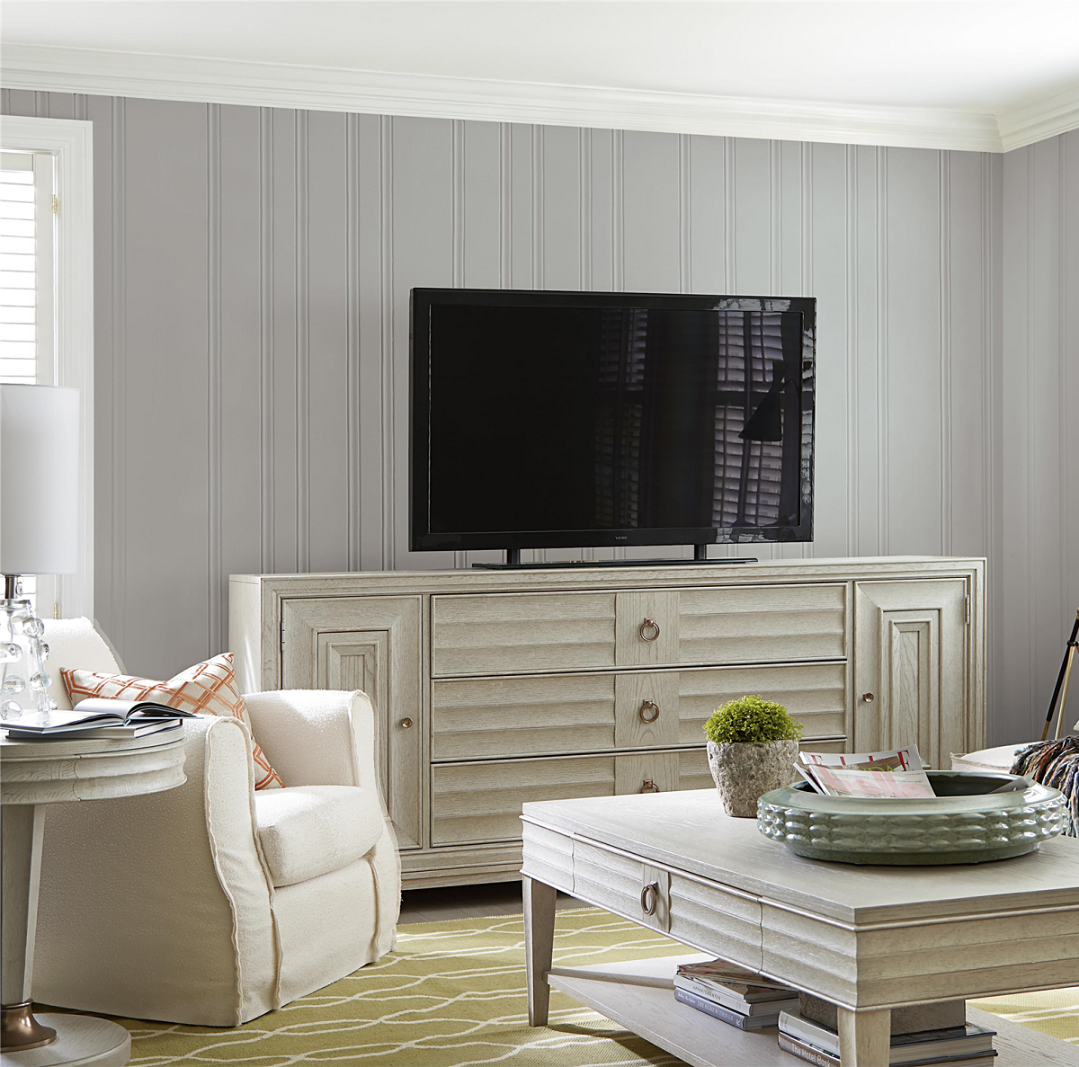 California Rustic Oak 1 Drawer Round Side Table