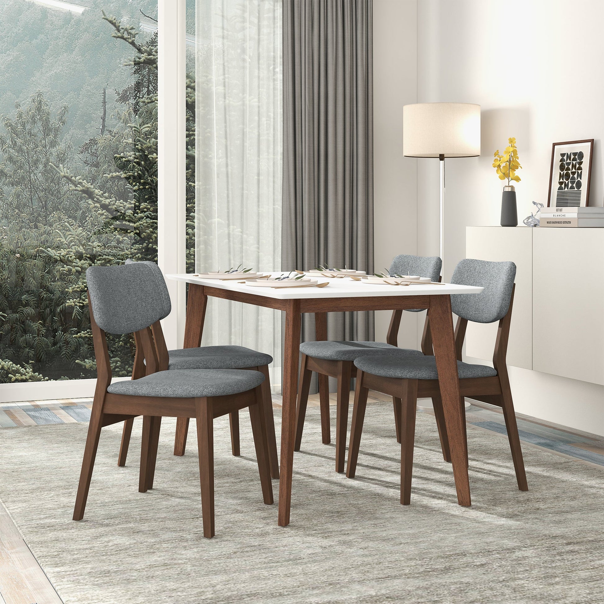 Carlos Dark Grey Velvet Mid-Century Modern Side Chairs