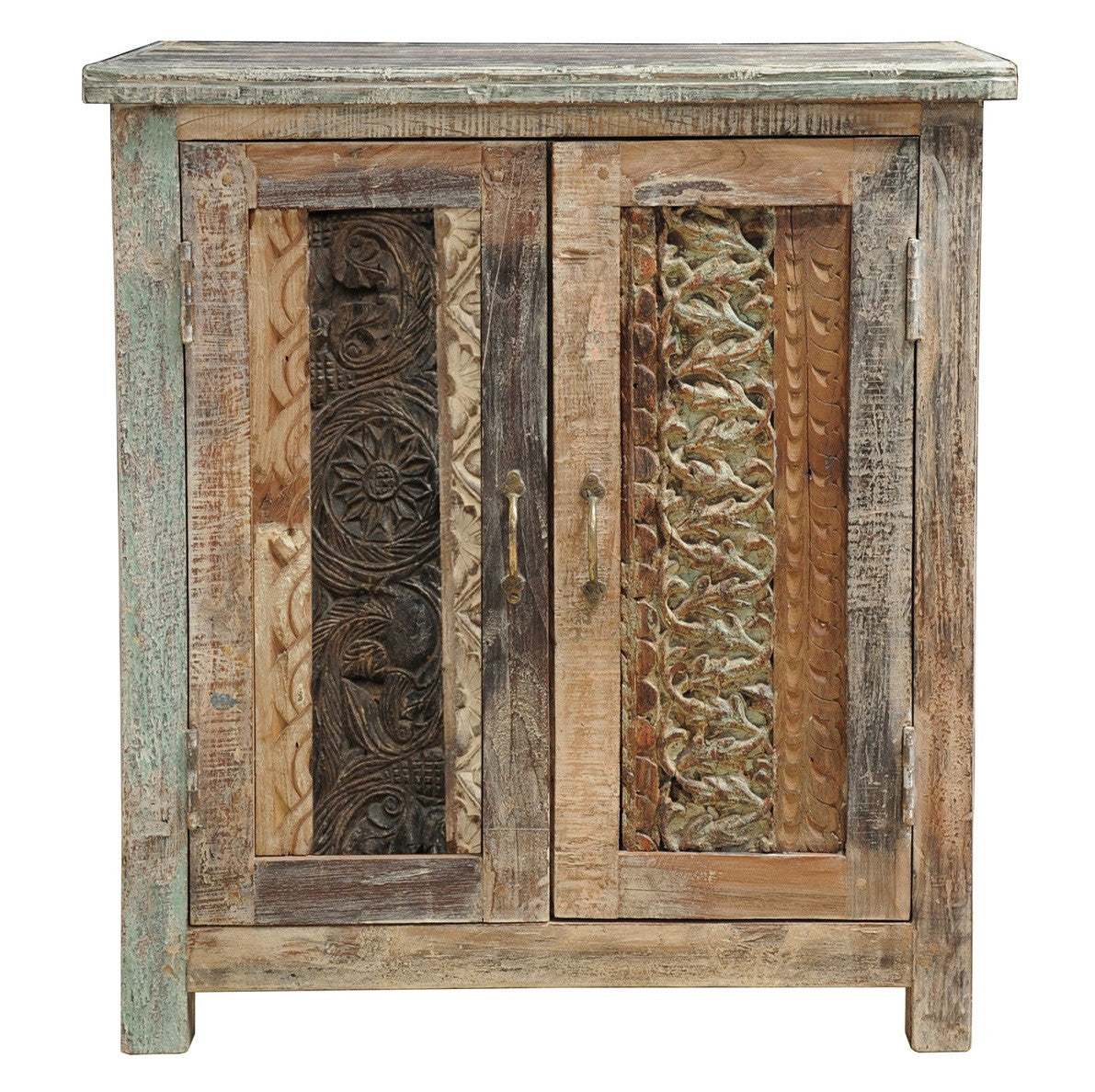 Carved Wood Block Cabinet