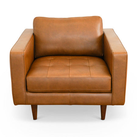 Catherine Leather Lounge Chair (Tan Leather) - 40"