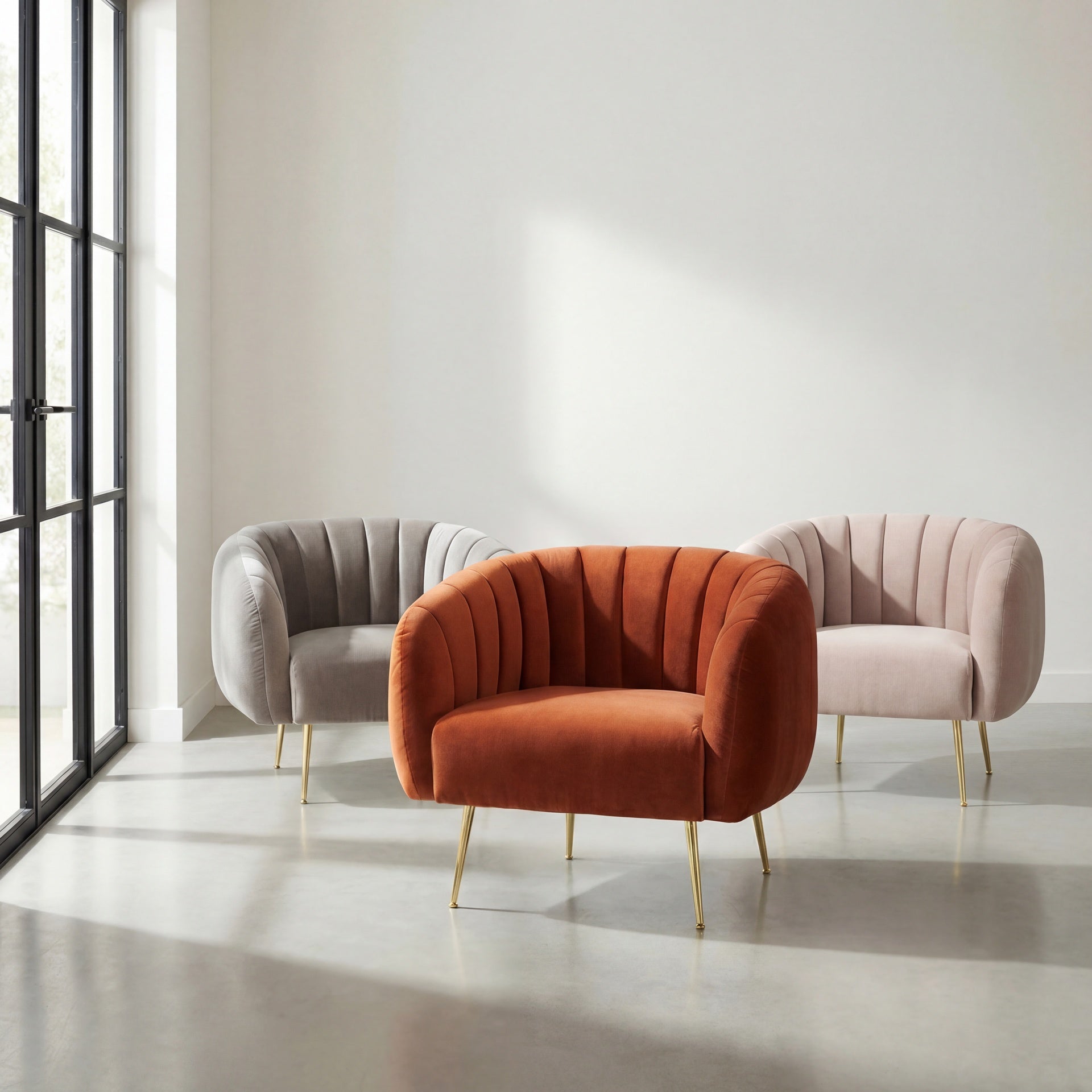Channeled Rosa Pink Accent Chair by Urbia