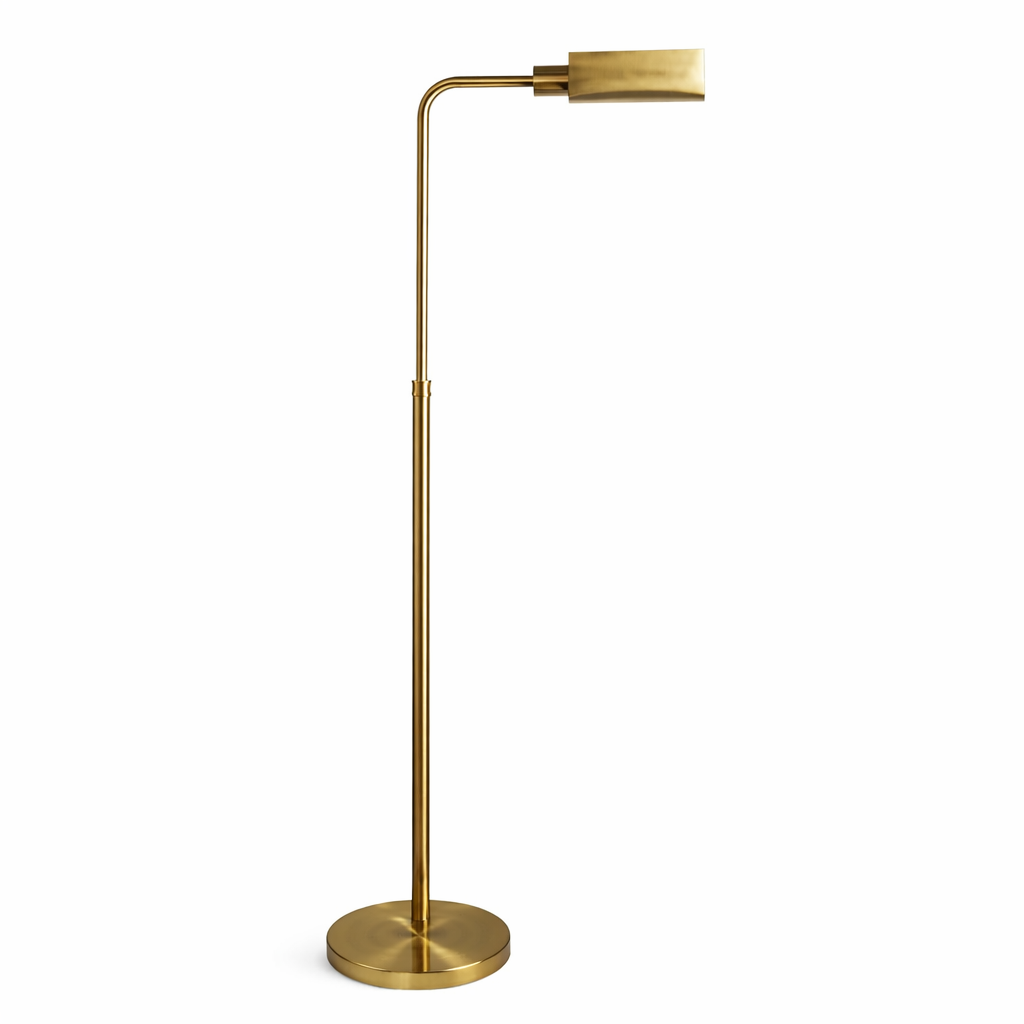 Elara Floor Lamp | Gold Brass Dome and Rattan Stem