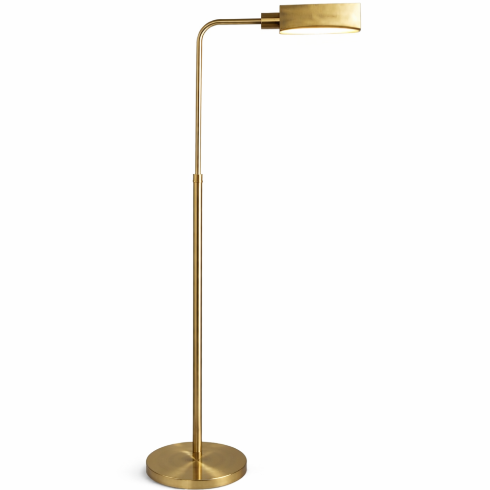 Elara Floor Lamp | Gold Brass Dome and Rattan Stem