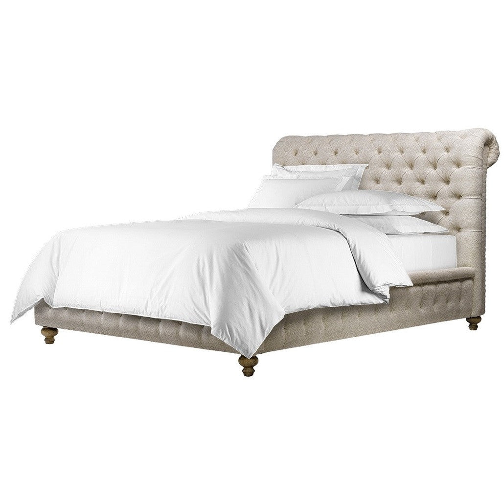 Chesterfield Linen Upholstered Tufted King Size Platform Bed