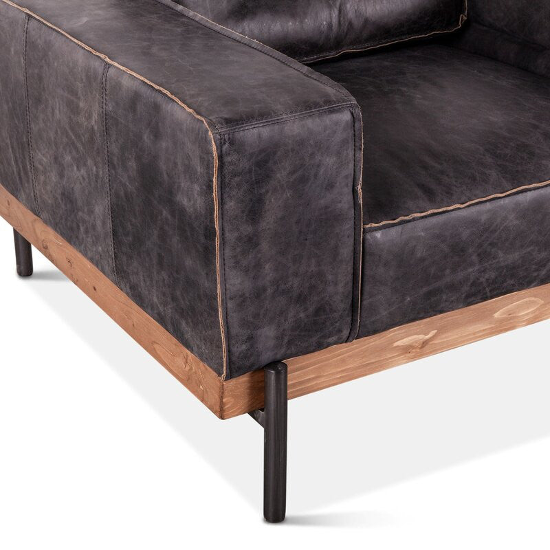 Loft Industrial Ebony Leather Club Chair 42"
