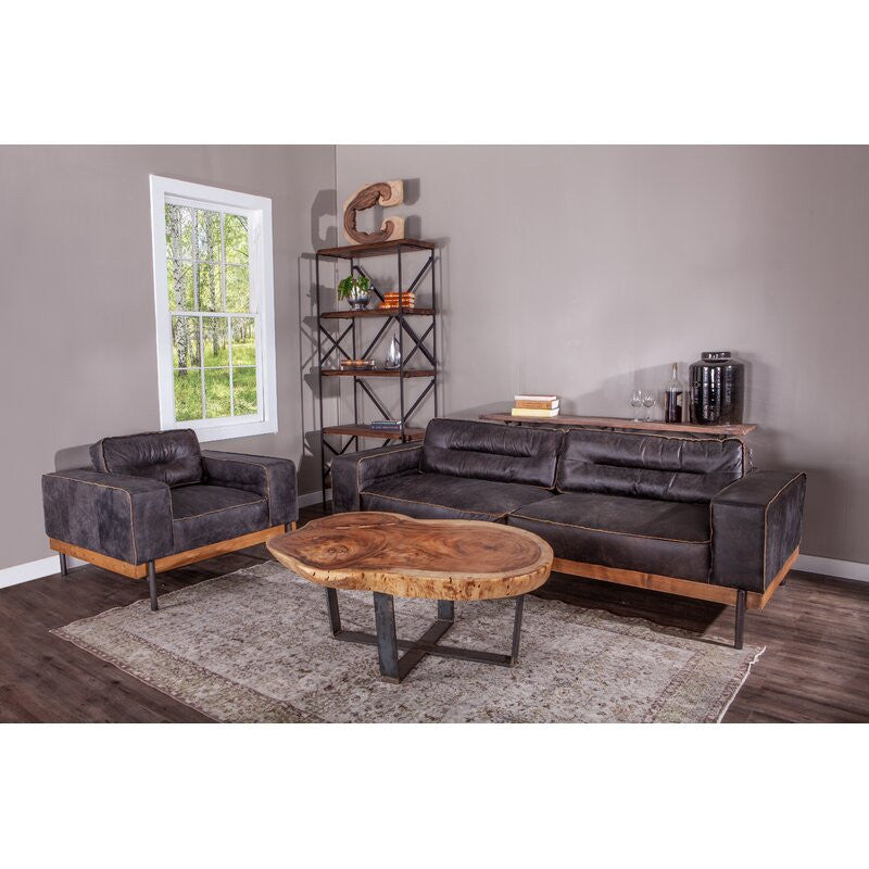 Loft Industrial Ebony Leather Club Chair 42"