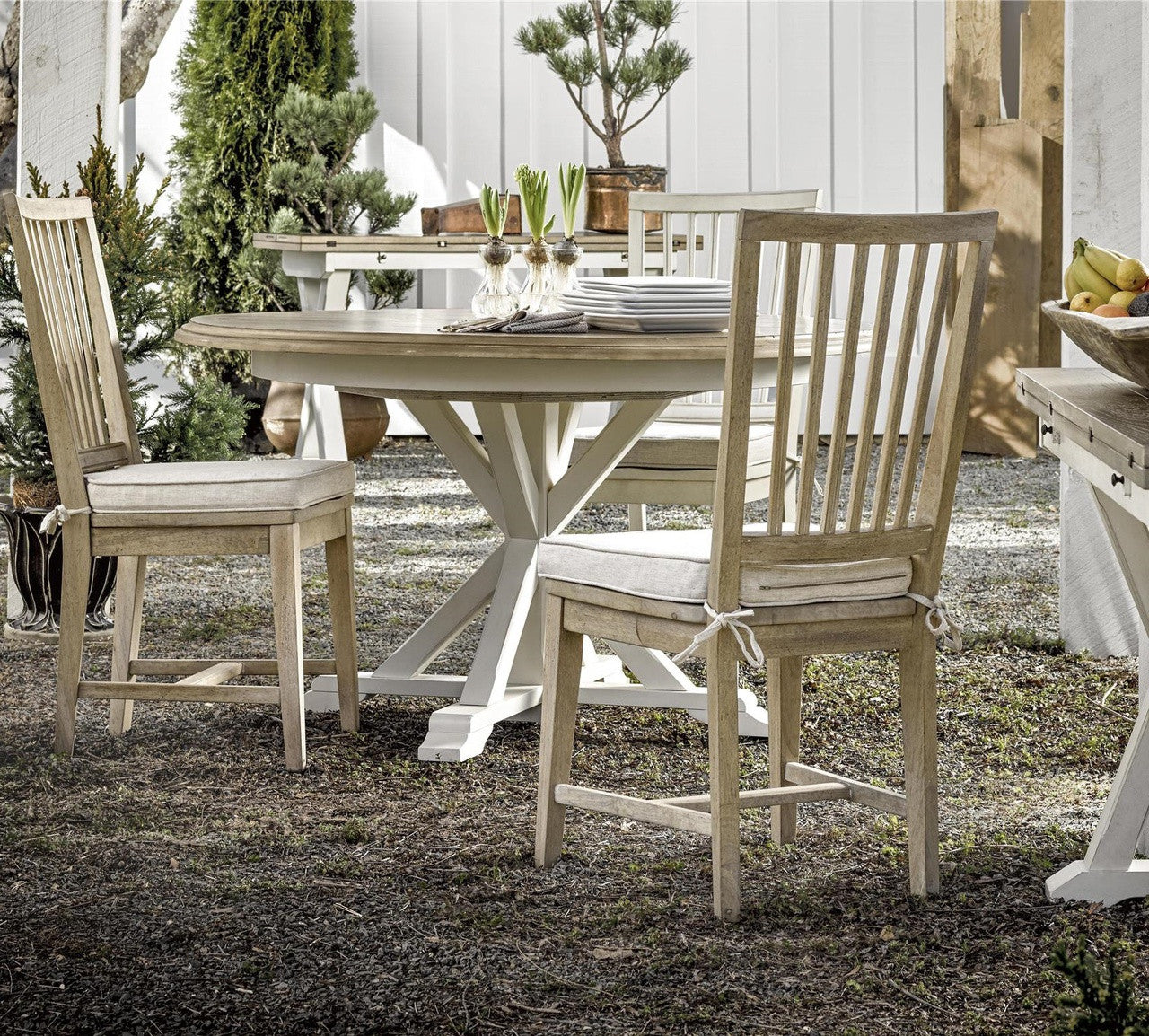 Coastal Beach Gray Dining Side Chair with Cushion