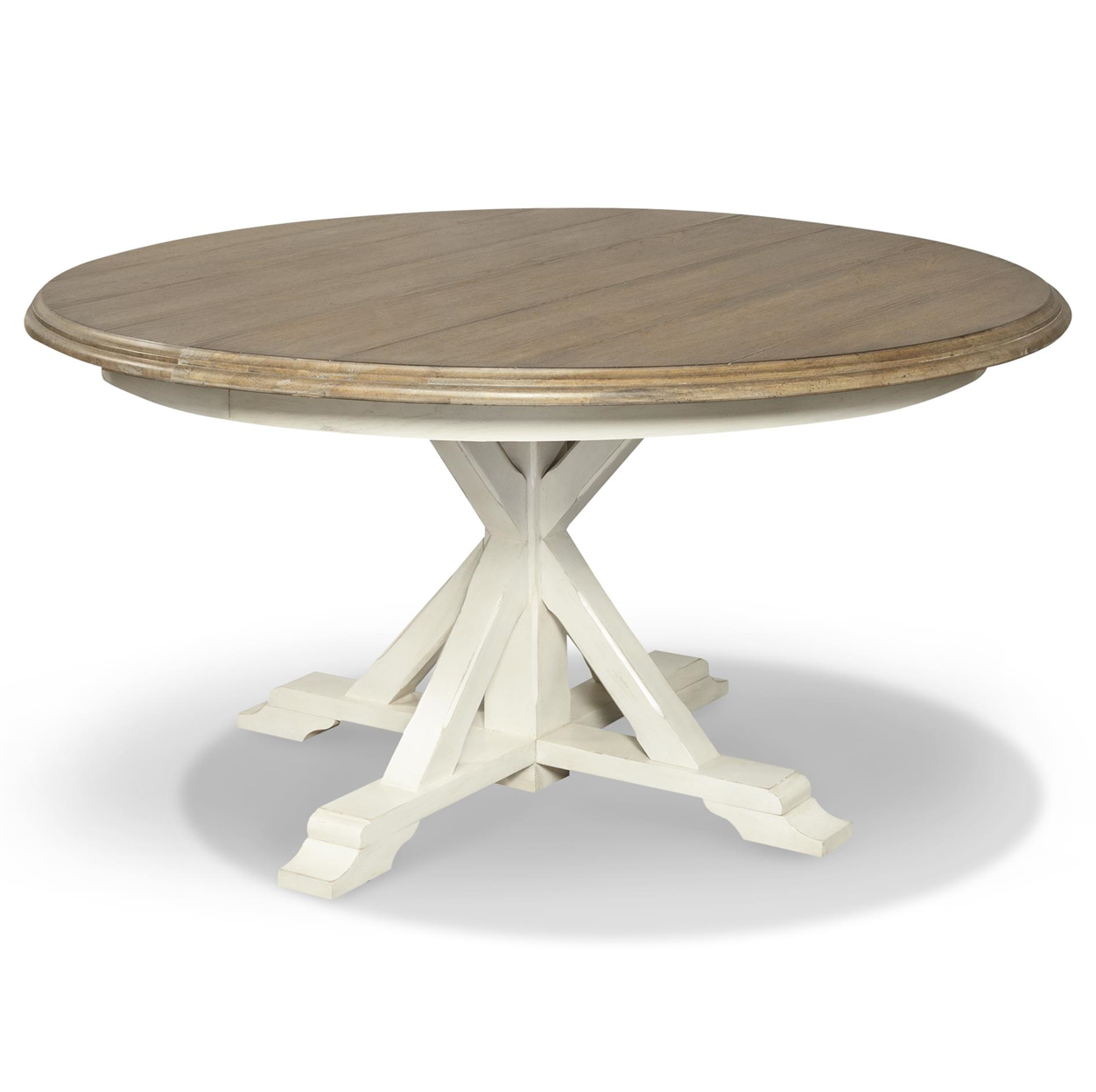Coastal Beach White Oak Round Dining Room Set for 6