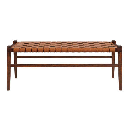 Cody Tan Leather Bench - 44"