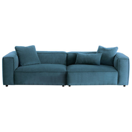 Conner Blue Corduroy Sofa 110" - 110.2"