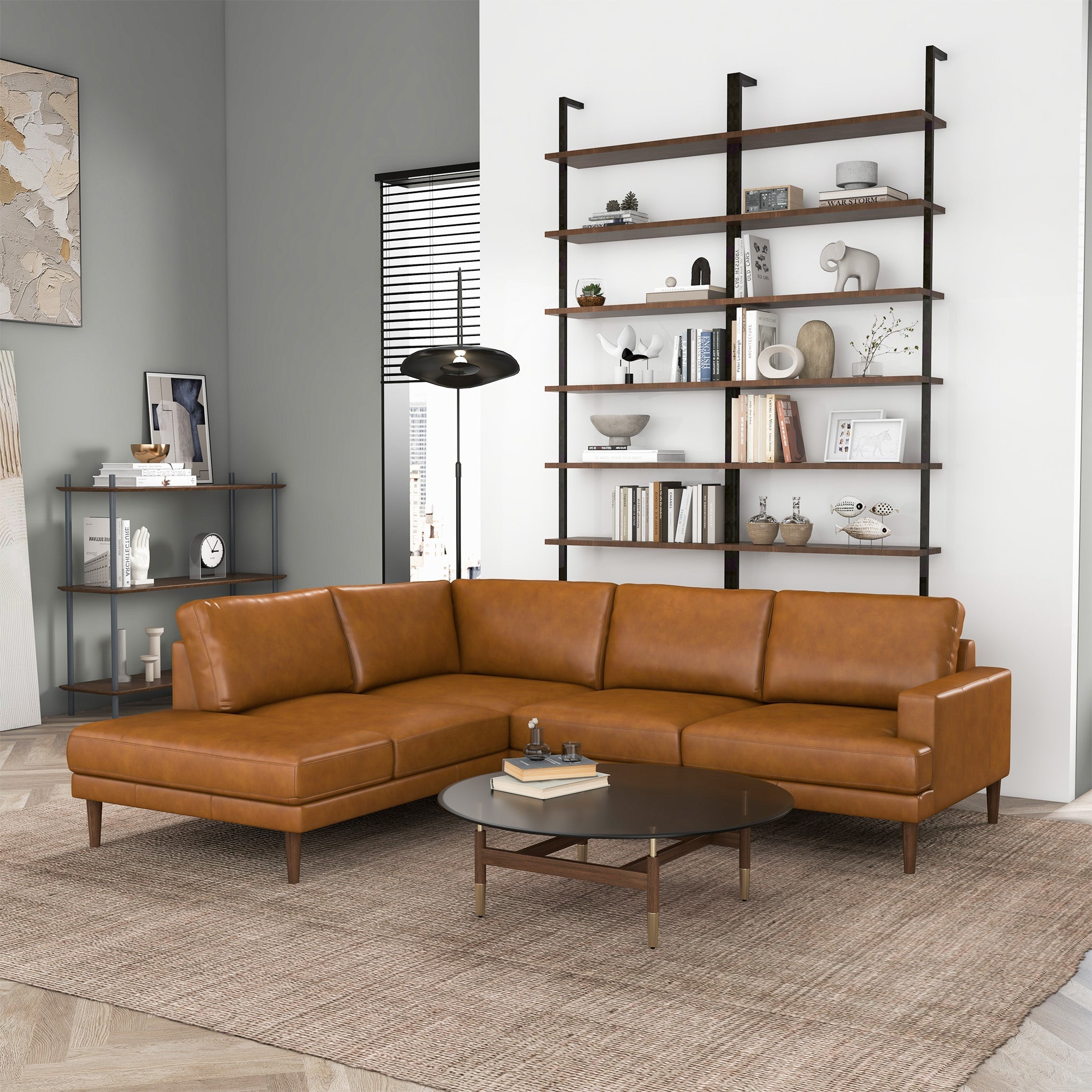 Corbin Luxurious Genuine Leather L-Shape Sectional Sofa
