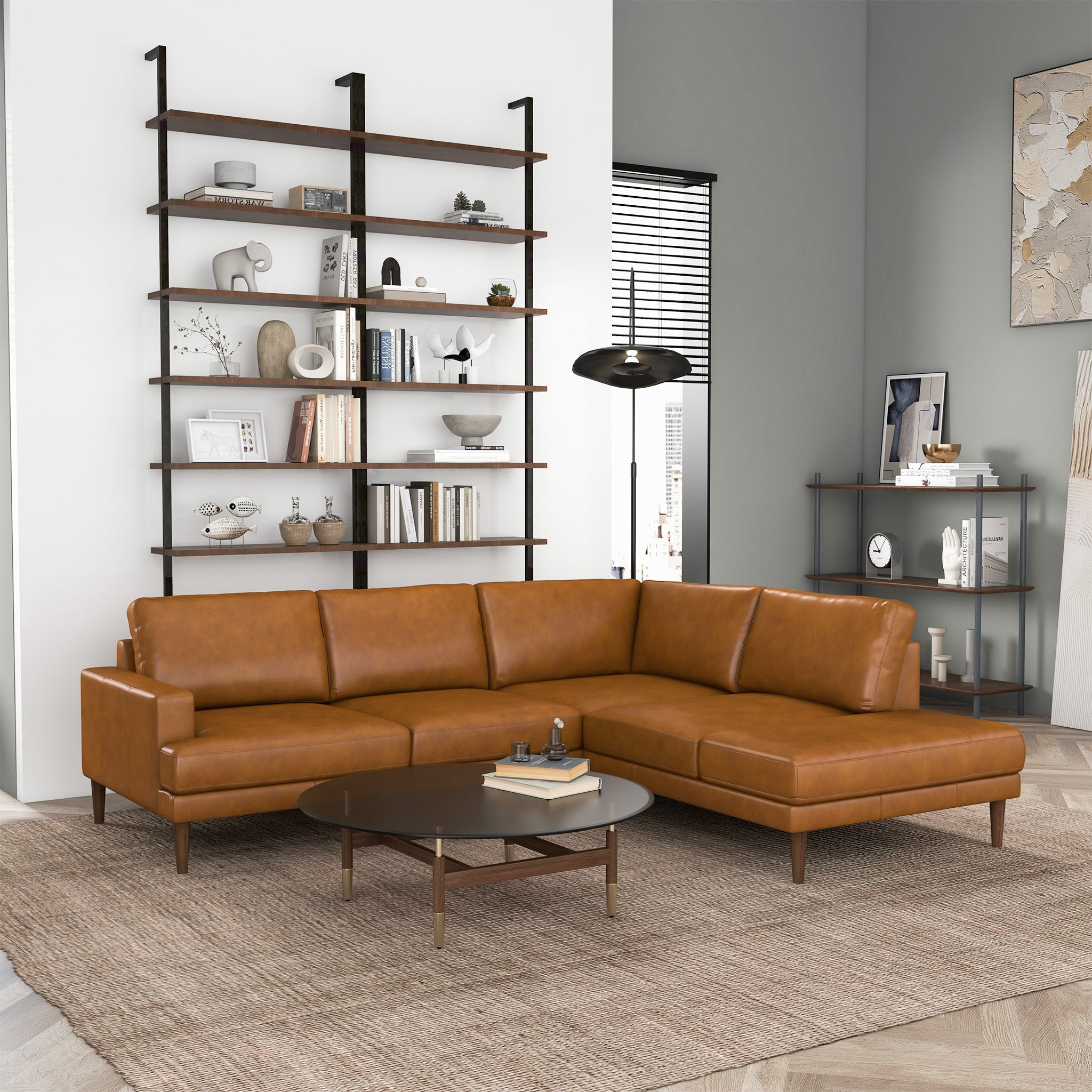 Corbin Luxurious Genuine Leather L-Shape Sectional Sofa