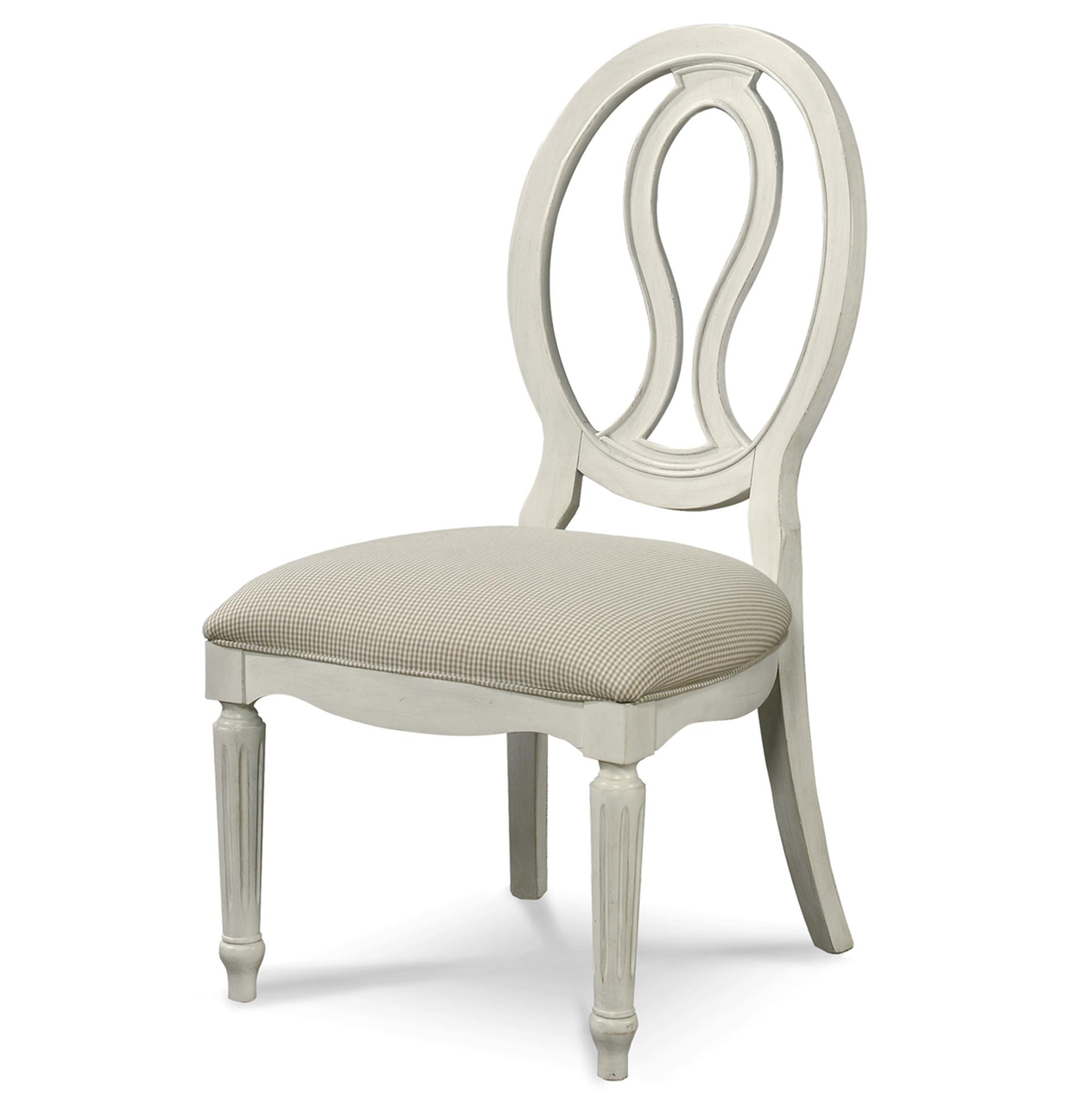 Country-Chic Maple Wood White Pierced Back Dining Side Chair