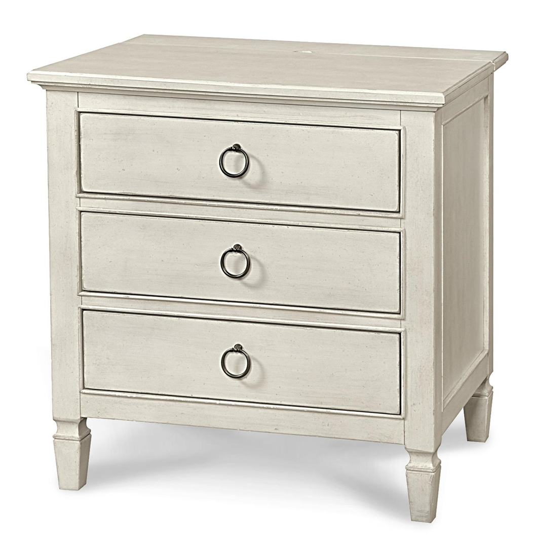 Country-Chic Maple Wood 3 Drawer Nightstand - White