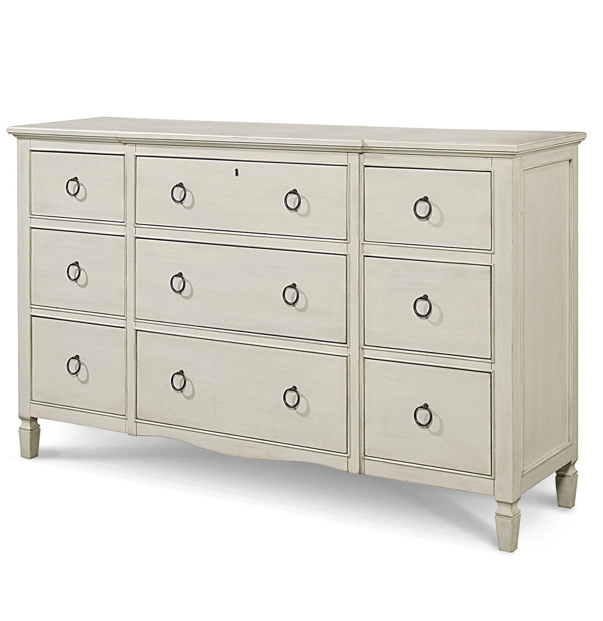 Country-Chic Maple Wood 9 Drawer Edgewood Dresser - White
