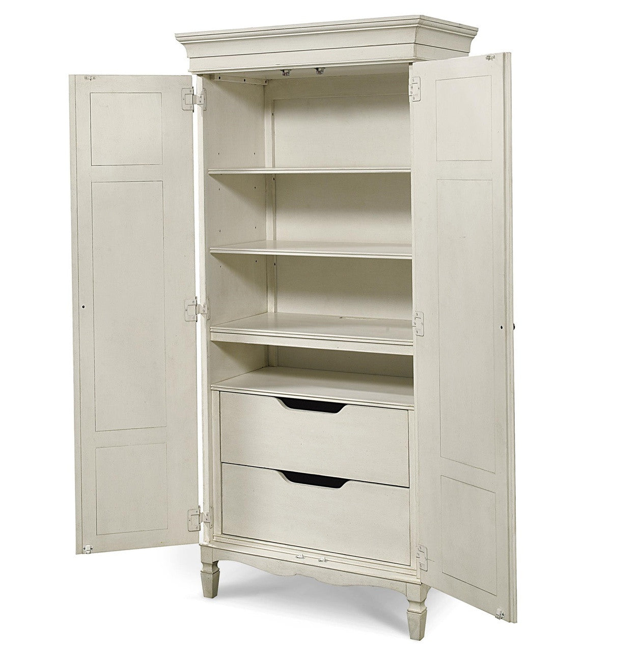 Country-Chic Maple Wood Bedroom Armoire Chest-White