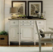 Country-Chic Maple Wood White Buffet Server Cabinet