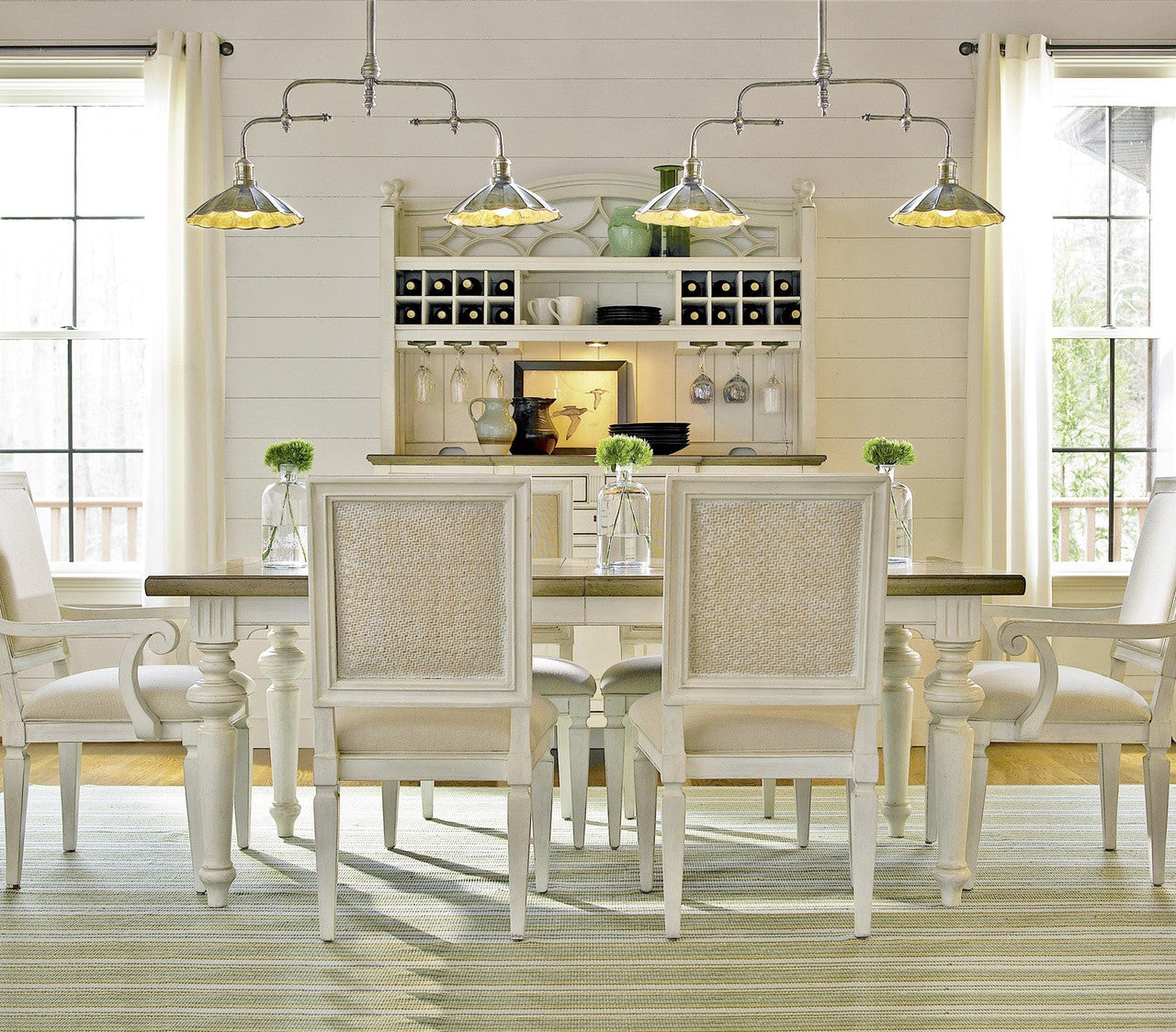 Country-Chic Maple Wood White Extending Dining Room Tables - Driftwood