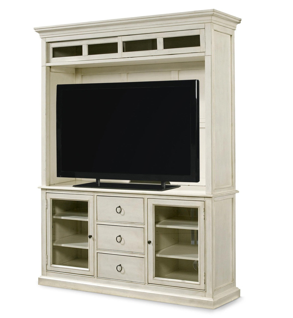 Country-Chic Maple Wood White entertainment hutch