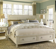 Country-Chic Wood King Size White Storage Beds sale