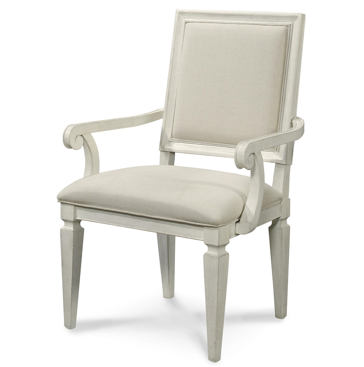 Country-Chic Woven Rattan Back Upholstered Dining Armchairs