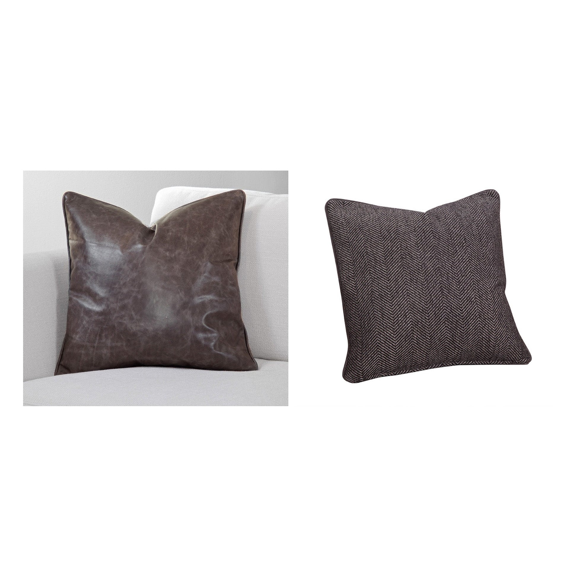 Luxe Down Pillows – Crystal Charcoal (Front) / Lil Twill Carbon (Rear) – One Pair
