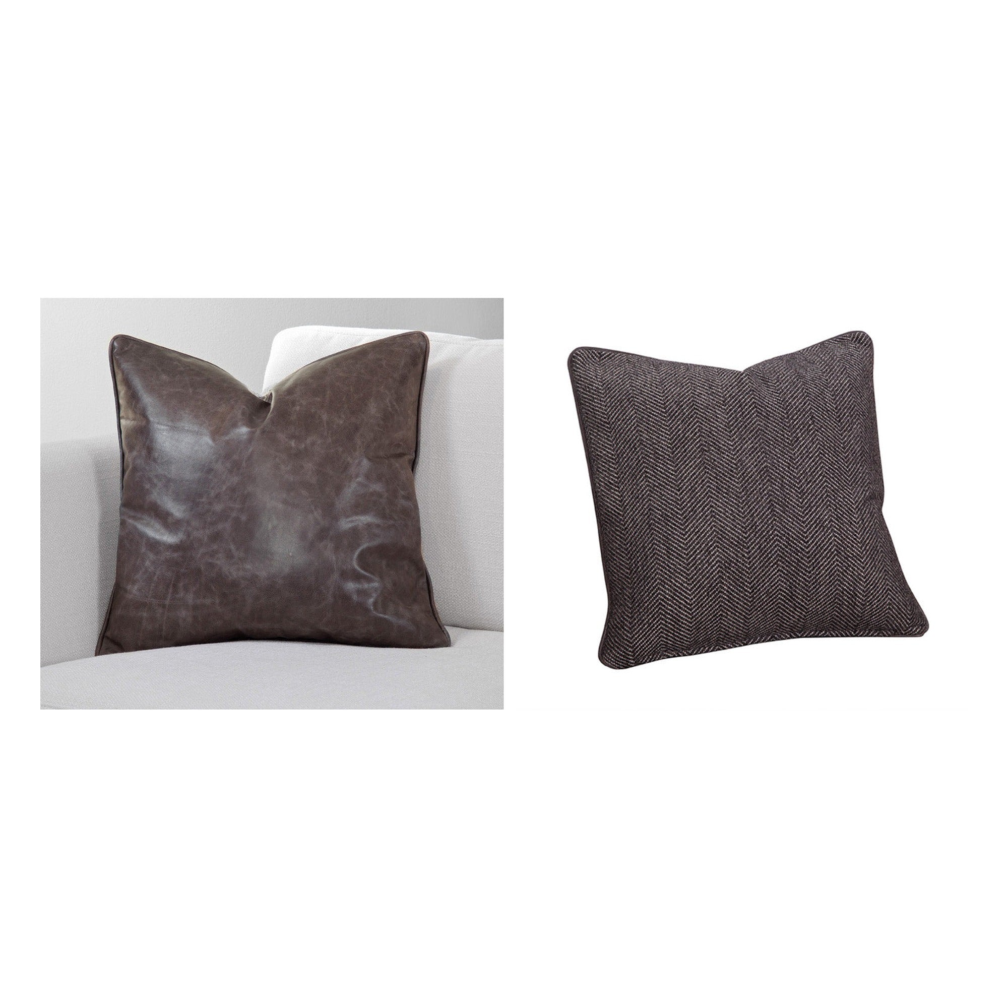 Luxe Down Pillows – Crystal Charcoal (Front) / Lil Twill Carbon (Rear) – One Pair