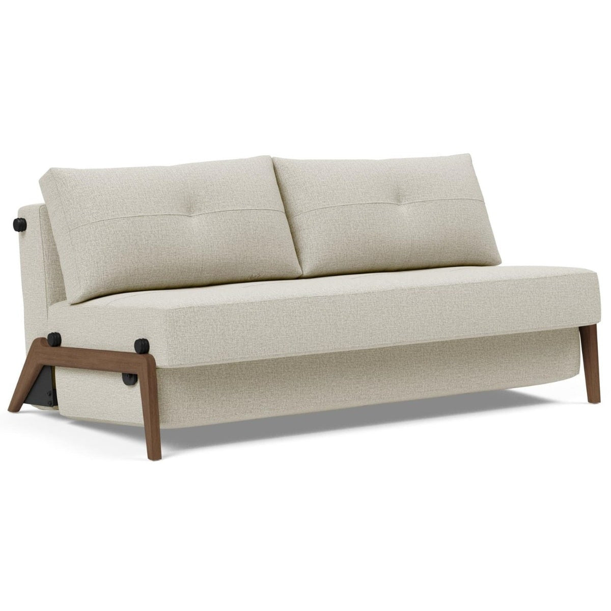 Cubed Queen Size Sleeper Sofa Bed With Dark Wood Legs