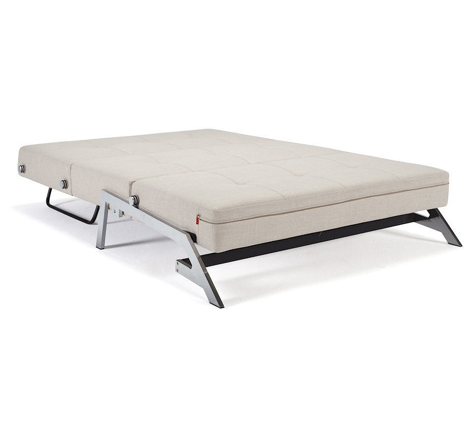 Modern Cubed Deluxe Full Size White Leather Sleeper Sofa Beds