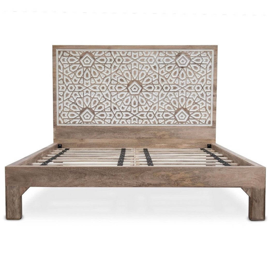 Marrakesh Solid Wood Hand-carved Queen Bed