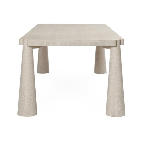 Austin Oak Wood Dining Table 102" in Milk White