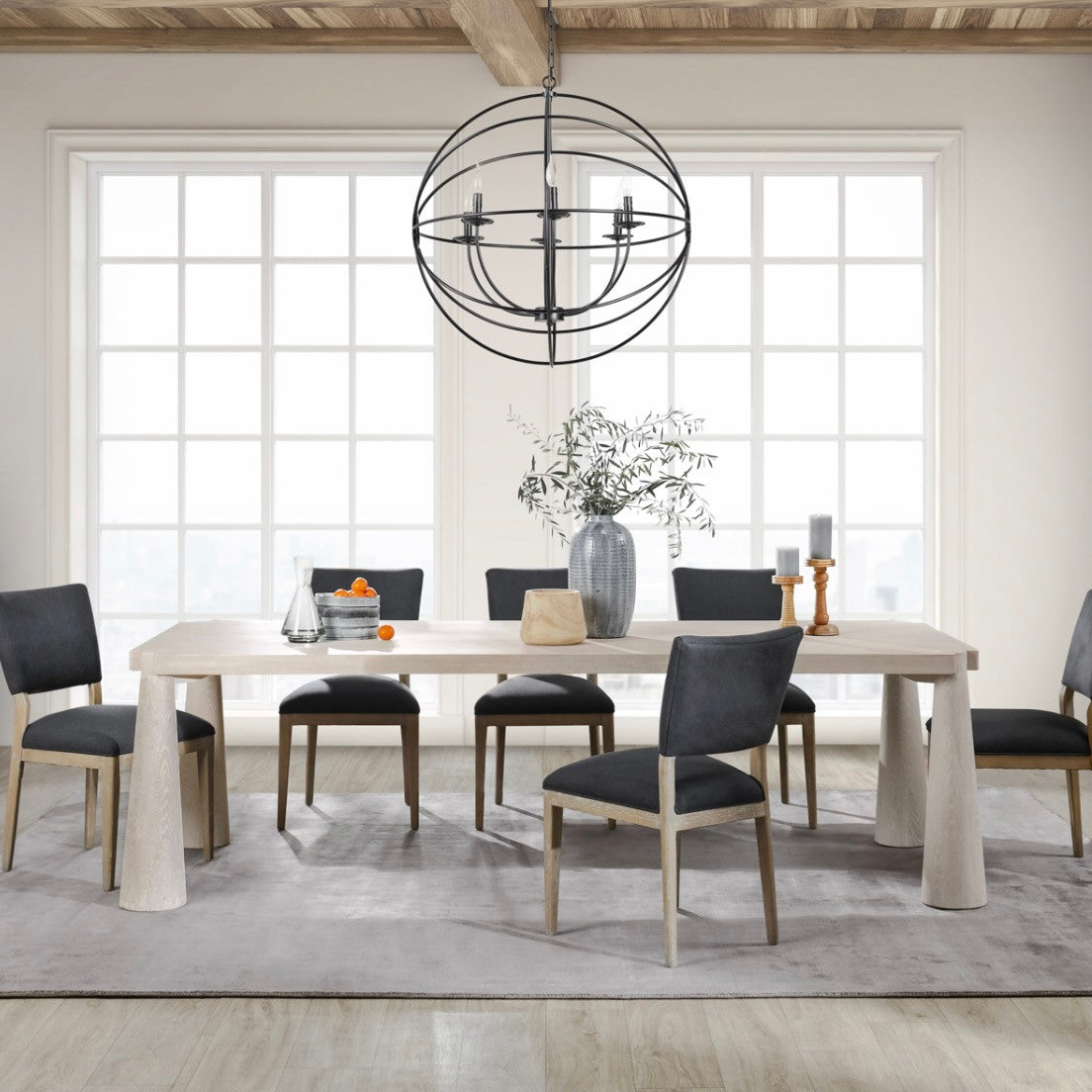 Austin Oak Wood Dining Table 102" in Milk White