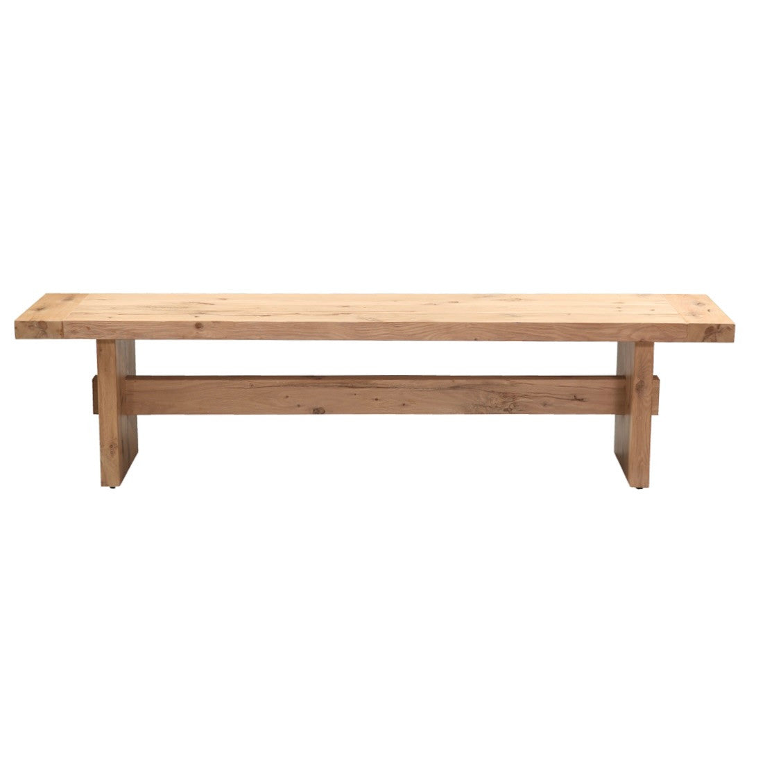 Alpine Solid Distressed Oak Wood Dining Bench 74"