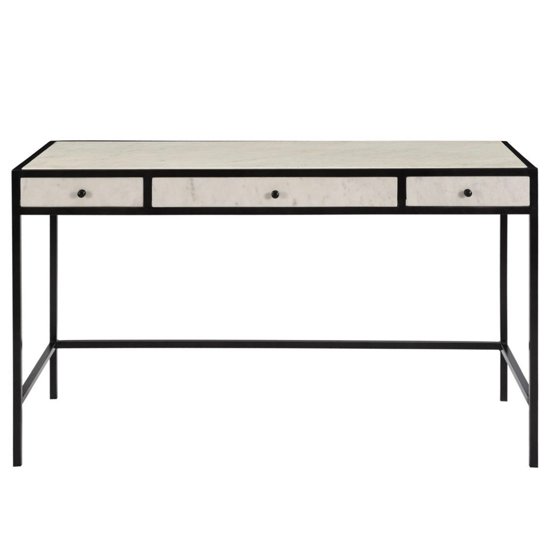Tisbury Iron and White Marble Writing Desk 51"