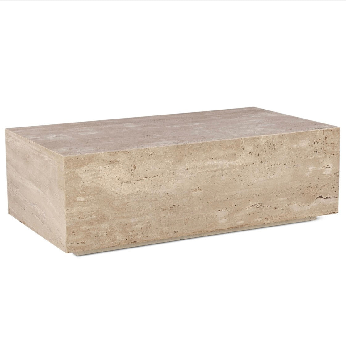 Nile 50" Drum Coffee Table in Travertine Stone